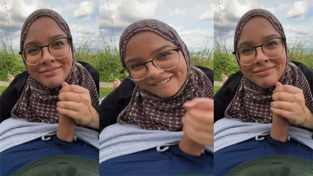 Hijabi Babe Park – Big Cock Blowjob Hard MMS