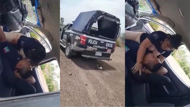 Guy Secretely Cops are fucking in car in an abandoned field Porn